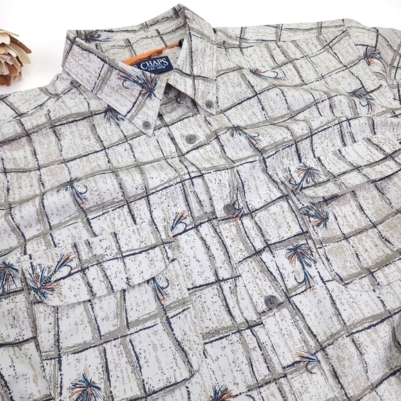 New Chaps Men Long Sleeve Fly Fish Outdoors Long Sleeve Button Down Size L - Picture 5 of 9